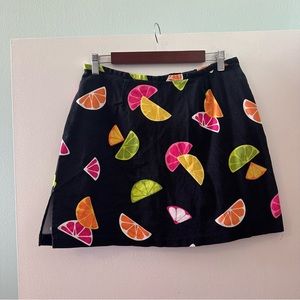 Vintage BRIGGS New York summery neon fruit slices skort skirt/shorts